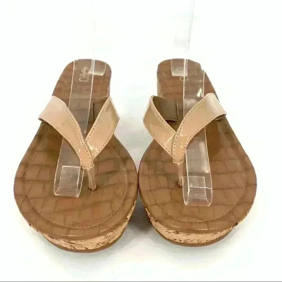 New Cato Womens sandals size 8 taupe flip flops cork platform - Picture 3 of 12